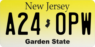 NJ license plate A24OPW