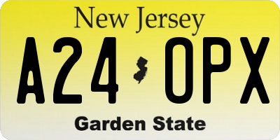 NJ license plate A24OPX