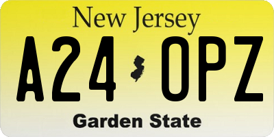 NJ license plate A24OPZ