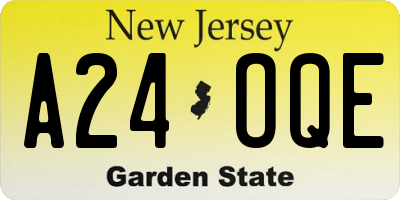 NJ license plate A24OQE