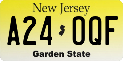 NJ license plate A24OQF