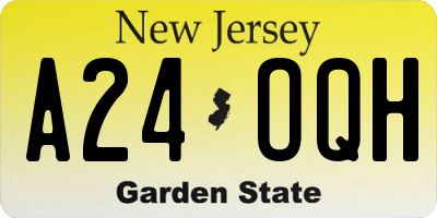NJ license plate A24OQH