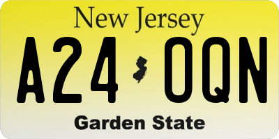 NJ license plate A24OQN