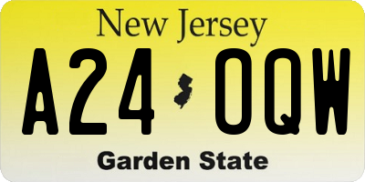 NJ license plate A24OQW