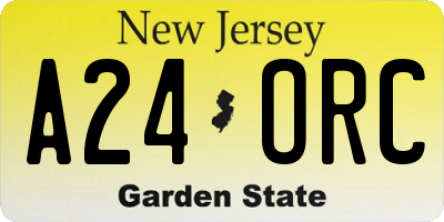 NJ license plate A24ORC