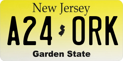 NJ license plate A24ORK