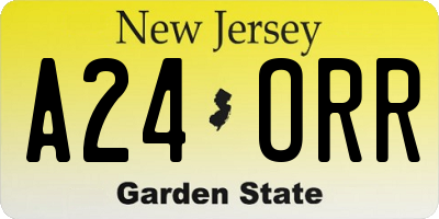 NJ license plate A24ORR