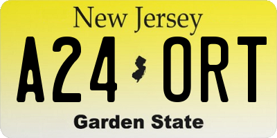 NJ license plate A24ORT