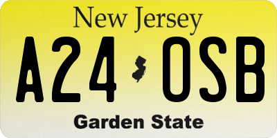 NJ license plate A24OSB