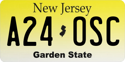 NJ license plate A24OSC