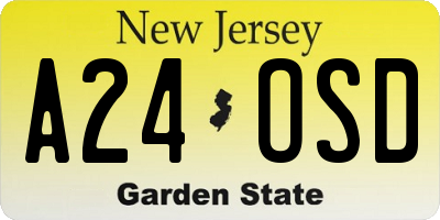 NJ license plate A24OSD