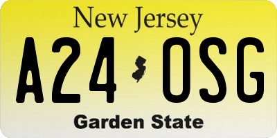 NJ license plate A24OSG