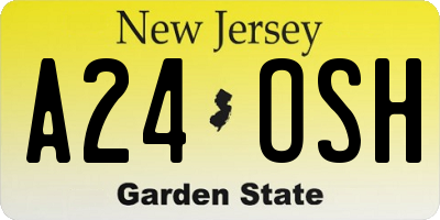 NJ license plate A24OSH