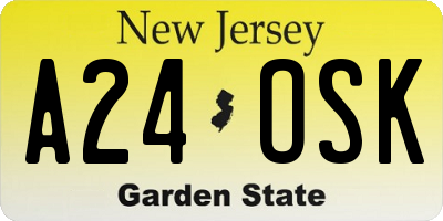 NJ license plate A24OSK