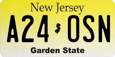 NJ license plate A24OSN