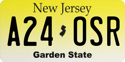 NJ license plate A24OSR