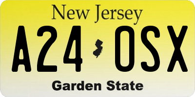 NJ license plate A24OSX