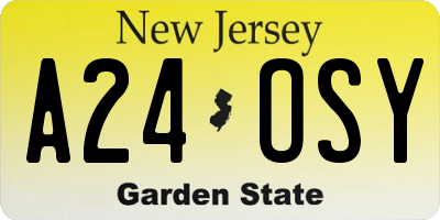 NJ license plate A24OSY