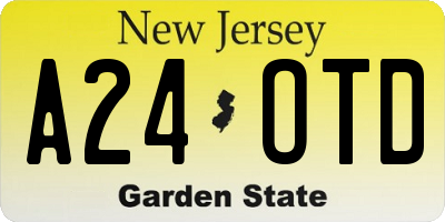 NJ license plate A24OTD