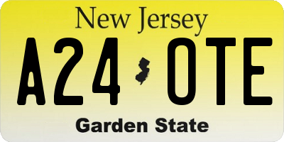 NJ license plate A24OTE