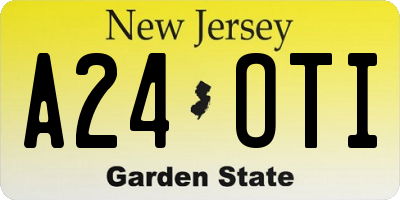 NJ license plate A24OTI