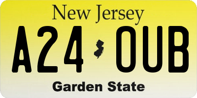 NJ license plate A24OUB