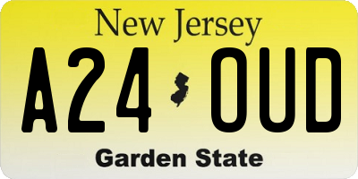 NJ license plate A24OUD