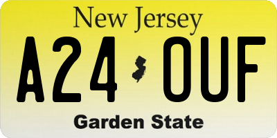 NJ license plate A24OUF