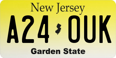 NJ license plate A24OUK