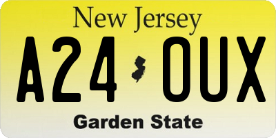 NJ license plate A24OUX