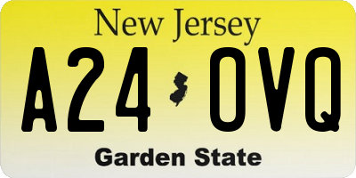 NJ license plate A24OVQ