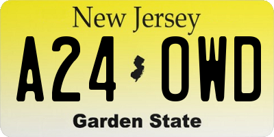 NJ license plate A24OWD