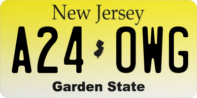 NJ license plate A24OWG