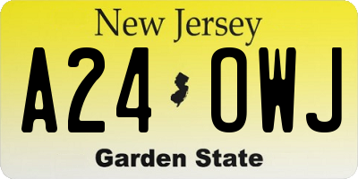 NJ license plate A24OWJ