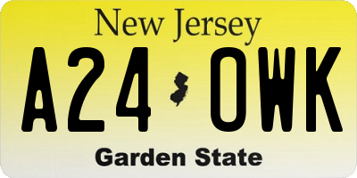 NJ license plate A24OWK