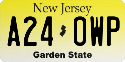 NJ license plate A24OWP