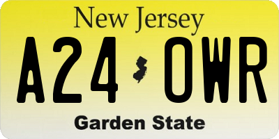 NJ license plate A24OWR
