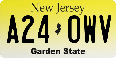 NJ license plate A24OWV