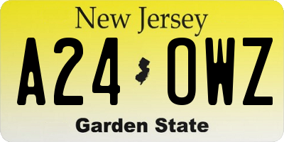 NJ license plate A24OWZ