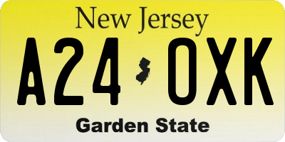 NJ license plate A24OXK
