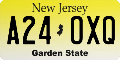 NJ license plate A24OXQ