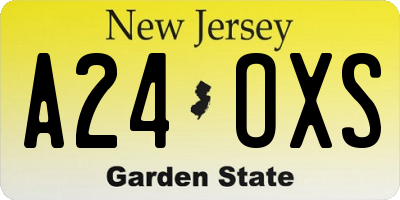 NJ license plate A24OXS
