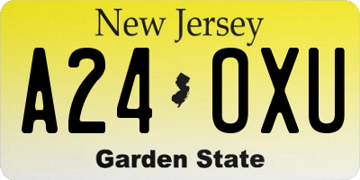 NJ license plate A24OXU