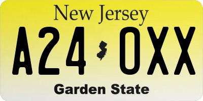 NJ license plate A24OXX
