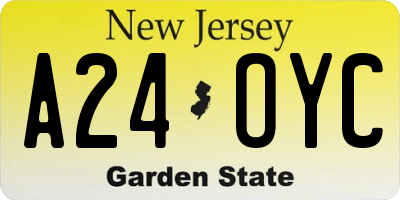 NJ license plate A24OYC