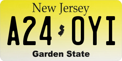 NJ license plate A24OYI