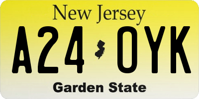 NJ license plate A24OYK