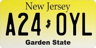 NJ license plate A24OYL