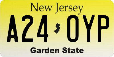 NJ license plate A24OYP