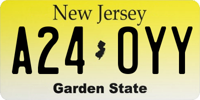 NJ license plate A24OYY